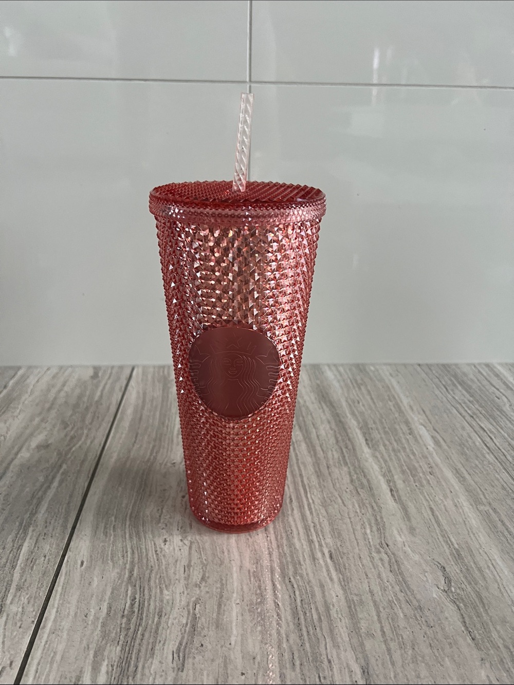Studded Starbucks Rose Gold Reusable Tumbler with Straw